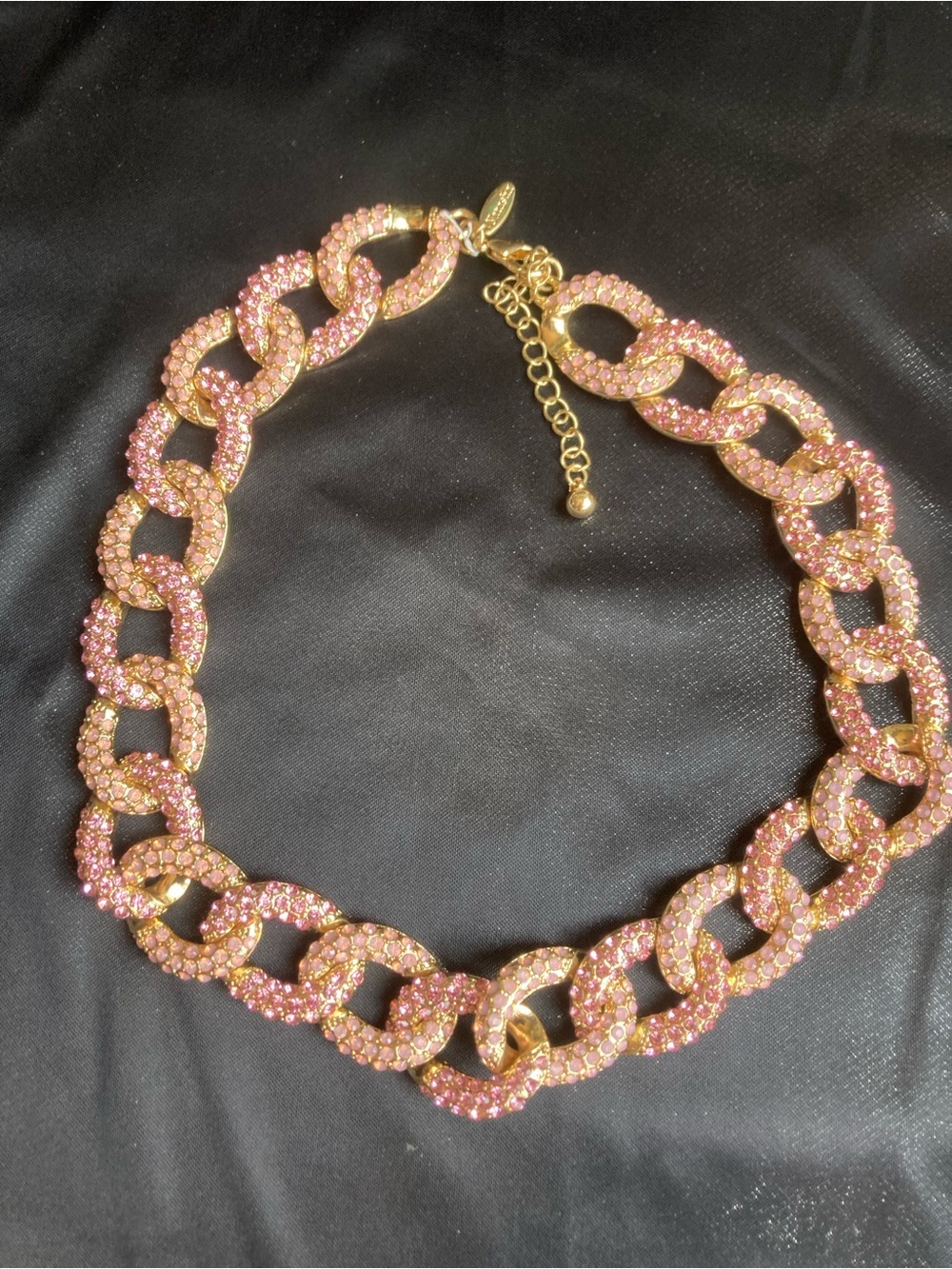 Natasha Gold-Tone Pink Crystal Link Necklace - Women's Jewelry